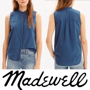 Madewell Geo Print Chambray Button Down Tank Top